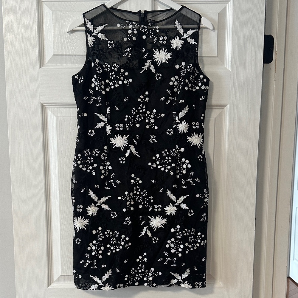 Tahari Black and White Floral Mini Dress